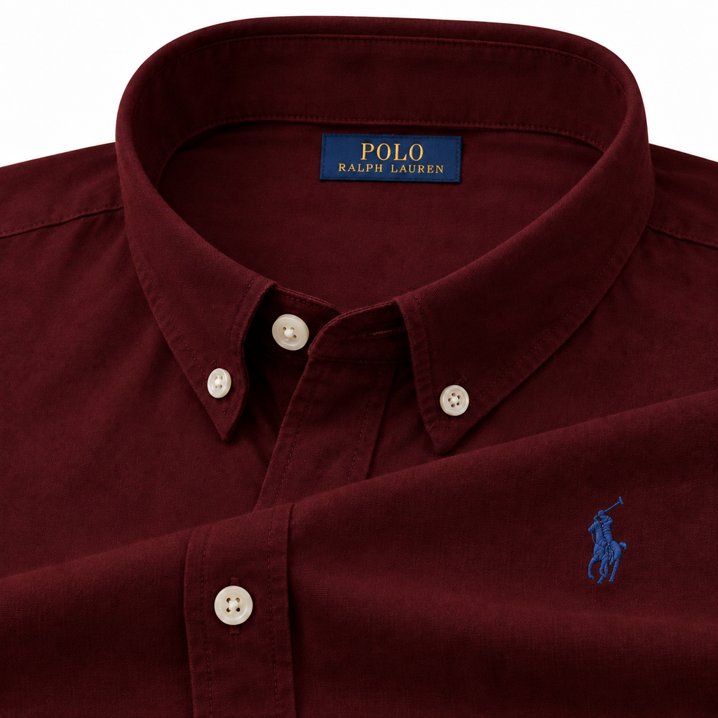 Wine Oxford Shirt Green Logo