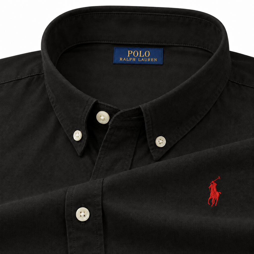 Black Oxford Shirt (Red Logo)
