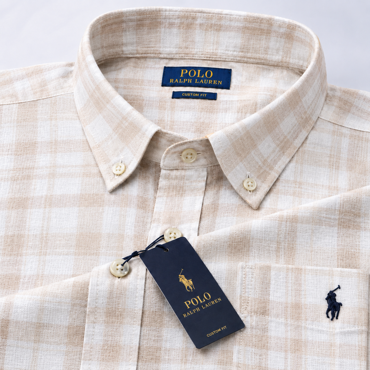 RL Shirt Cream Checks (With Pocket)