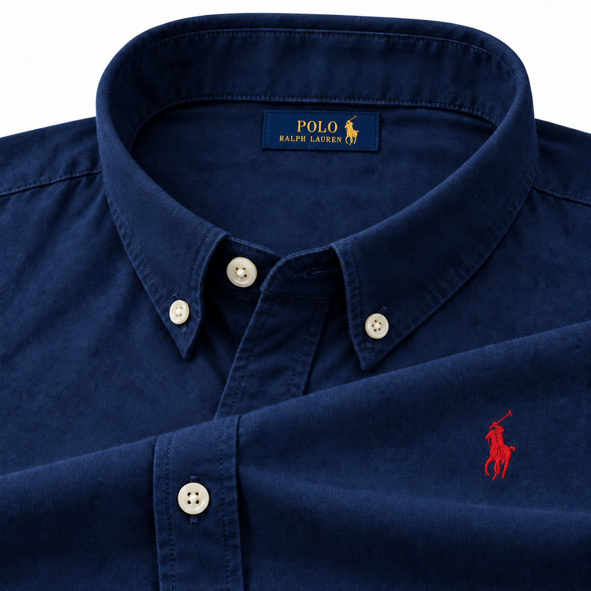 Navy Oxford Shirt (Red Logo)